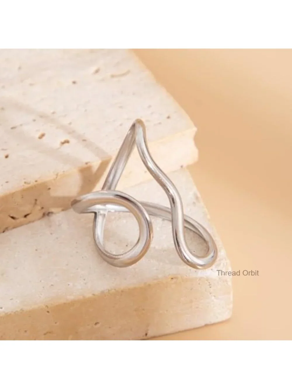 Chunky Spiral Thumb Ring Adjustable Stainless Steel Statement Ring